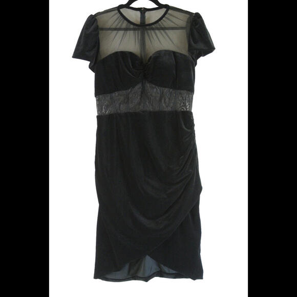 NEW Mac Duggal Lace-Embellished Bustier Midi-Dress in Black Sz 12 #D7804 - Picture 4 of 7